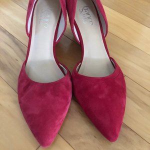 Franco Sarto Red Suede Wedge Heels Size 8.5
